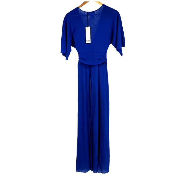 Fuzzi Jean Paul Gaultier NWT Surplice Wide Leg Jumpsuit in Canarie Blue Size L - Picture 3 of 8